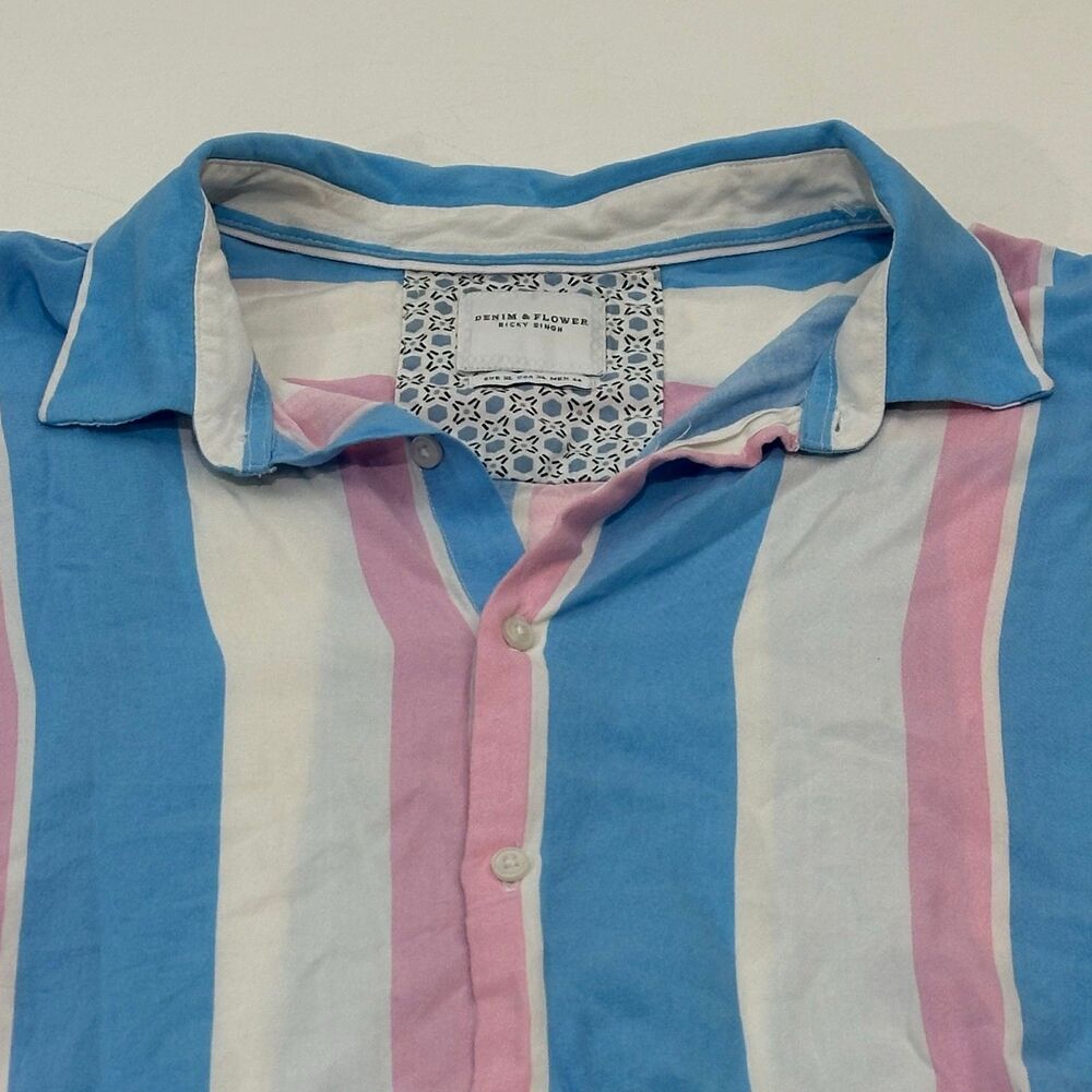 Denim & Flower Ricky Singh Men's Striped Short-Sleeve Button Shirt XL